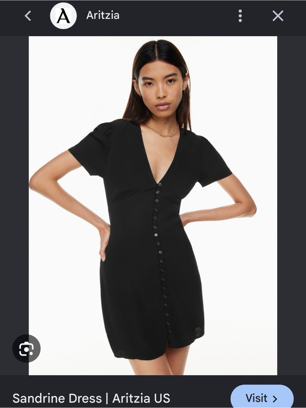 Aritzia Sandrine Black Button-Front Women’s Dress